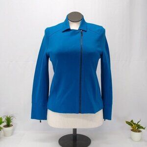 Grace Elements Size 6 Jacket Blazer Teal Full Zip Faux Pockets Women's EUC